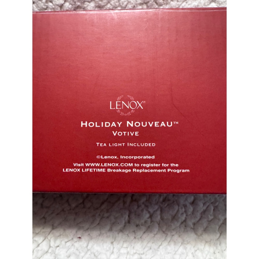 Lenox Holiday Nouveau Votive Silver Plated Pierced Holly Bow Candle Holder NWOT - Picture 3 of 7